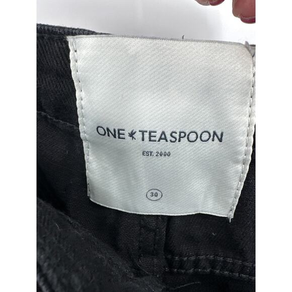 One Teaspoon Cut Out Jackson Wide Leg Denim Jeans - Faded Black Size 30 NWT - Picture 10 of 12